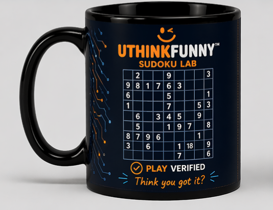 🧠 UThinkFunny™ Black Glossy Mug — 11oz & 15oz